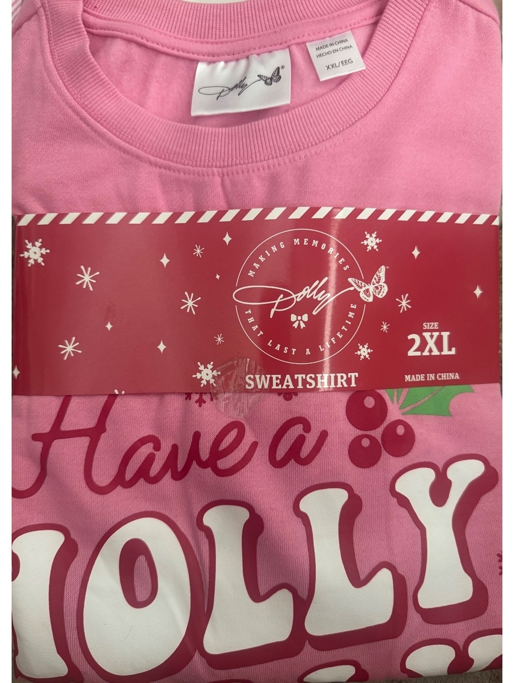Dolly Mad Engine Pink Holiday Sweatshirt Size 2XL